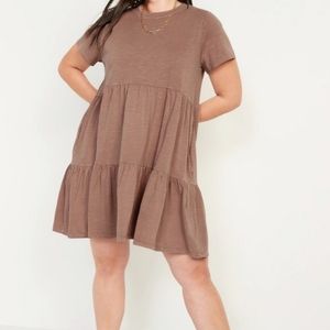Old Navy Slub-Knit Short-Sleeve Tiered Swing Dress for Women. XXL.